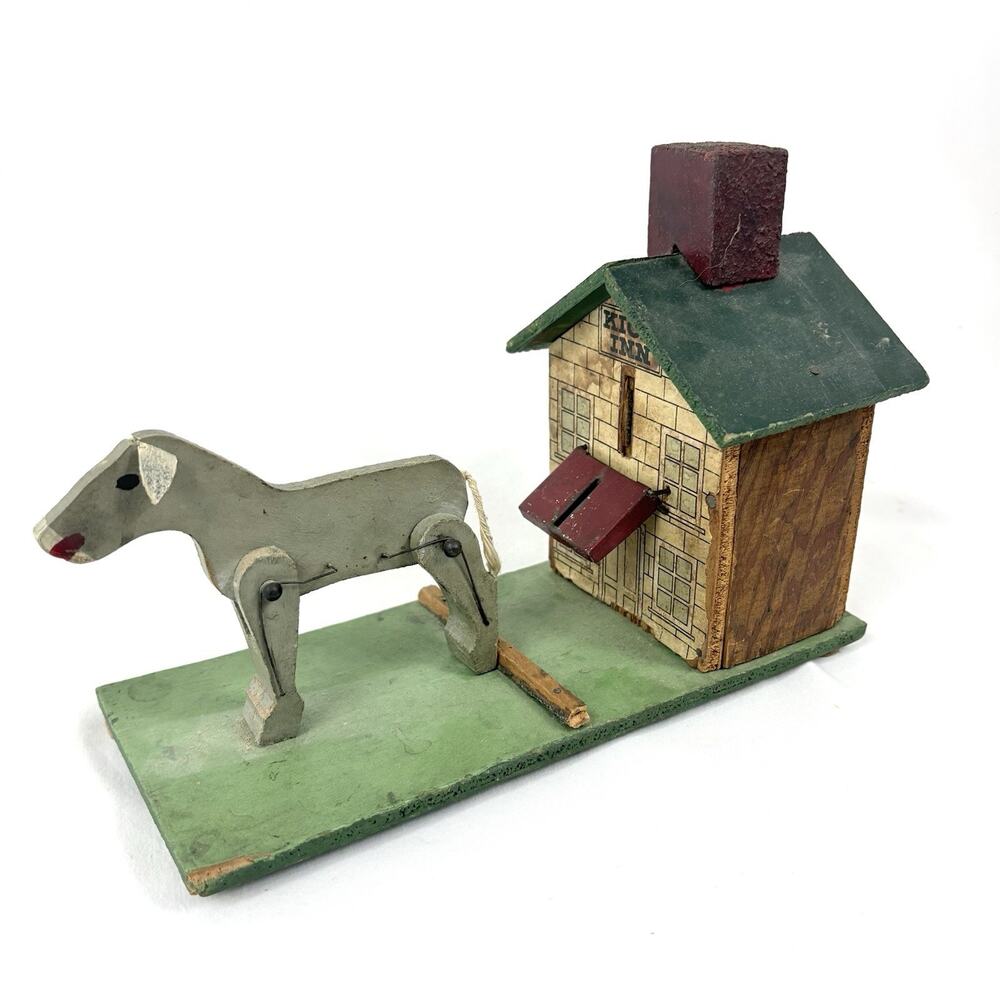 Vintage Presto Novelty Co Kick Inn Mule Mechanical Toy Savings Bank Antique